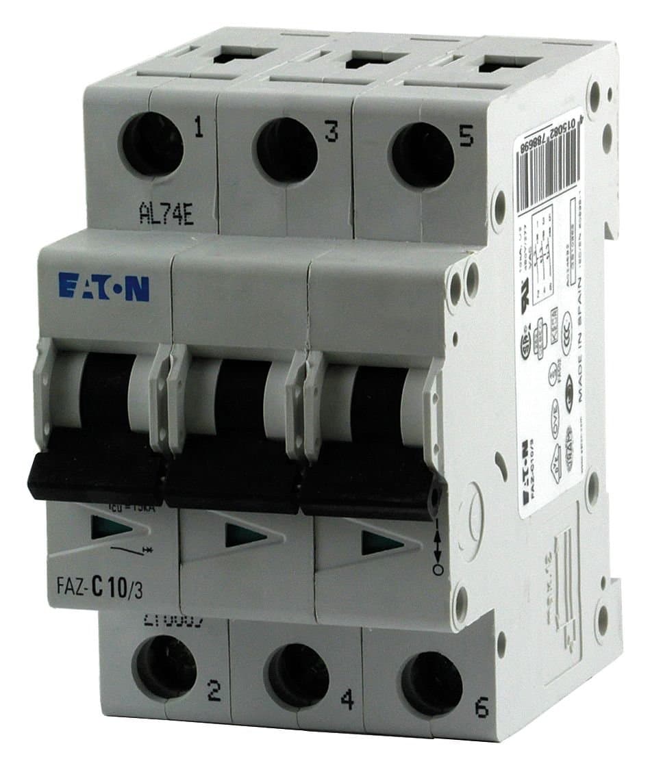 Eaton FAZ-C16/3-NA, 16 Amp Three-Pole C-Curve UL 489 Miniature Circuit Breaker