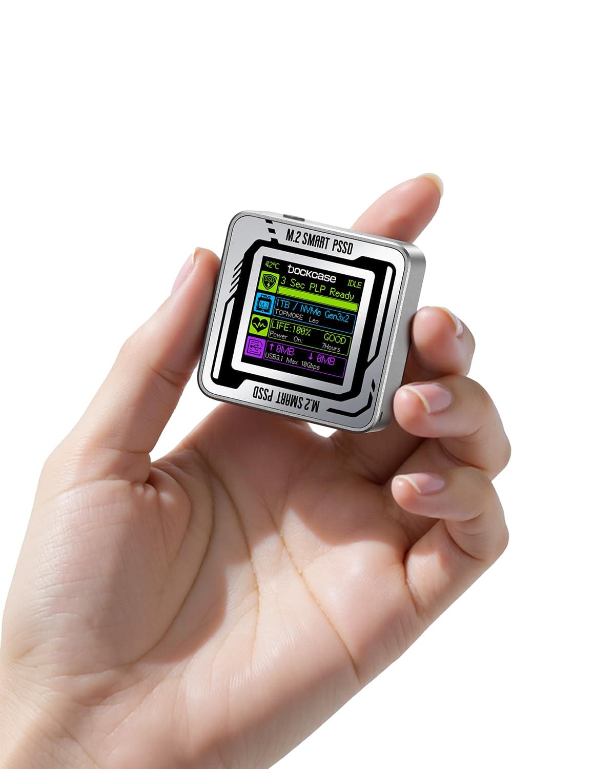 DOCKCASE Pocket M.2 2230 NVMe SSD Enclosure,Support 3s PLP Prevents Write Data Loss,USB 3.2 Gen 2 Type-C (10 Gbps), fits NVMe PCIe, Exclusive to Size 2230,Support M-Key B+M Key UASP (Silver)