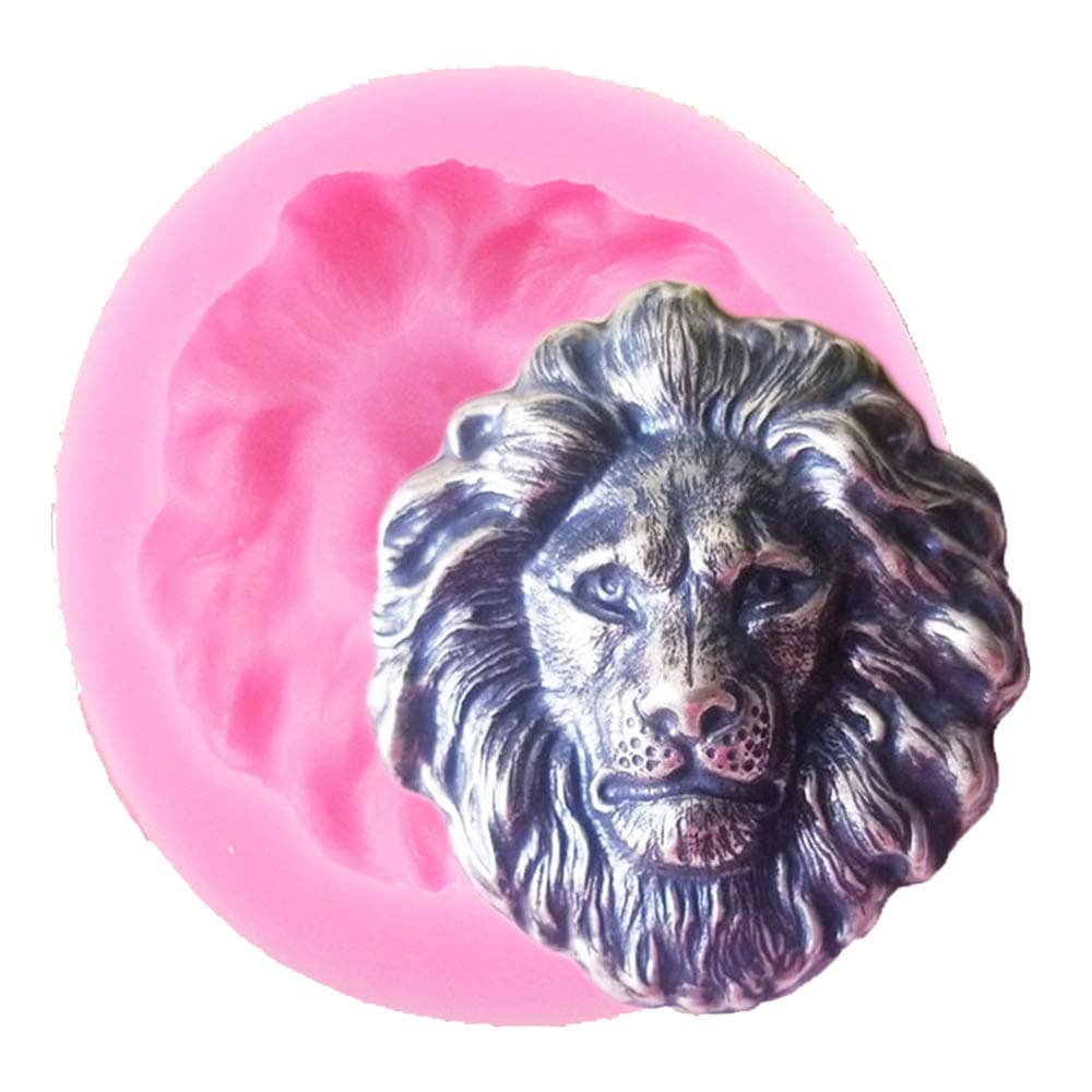 3D Creative Lion Head Shaped Soap Candle Silicone Mold DIY Topper Decoration Non-stick PIce Cream Tray for Homemade Chocolate Dessert Gummy Candy Cooker Accessories Baking Pan