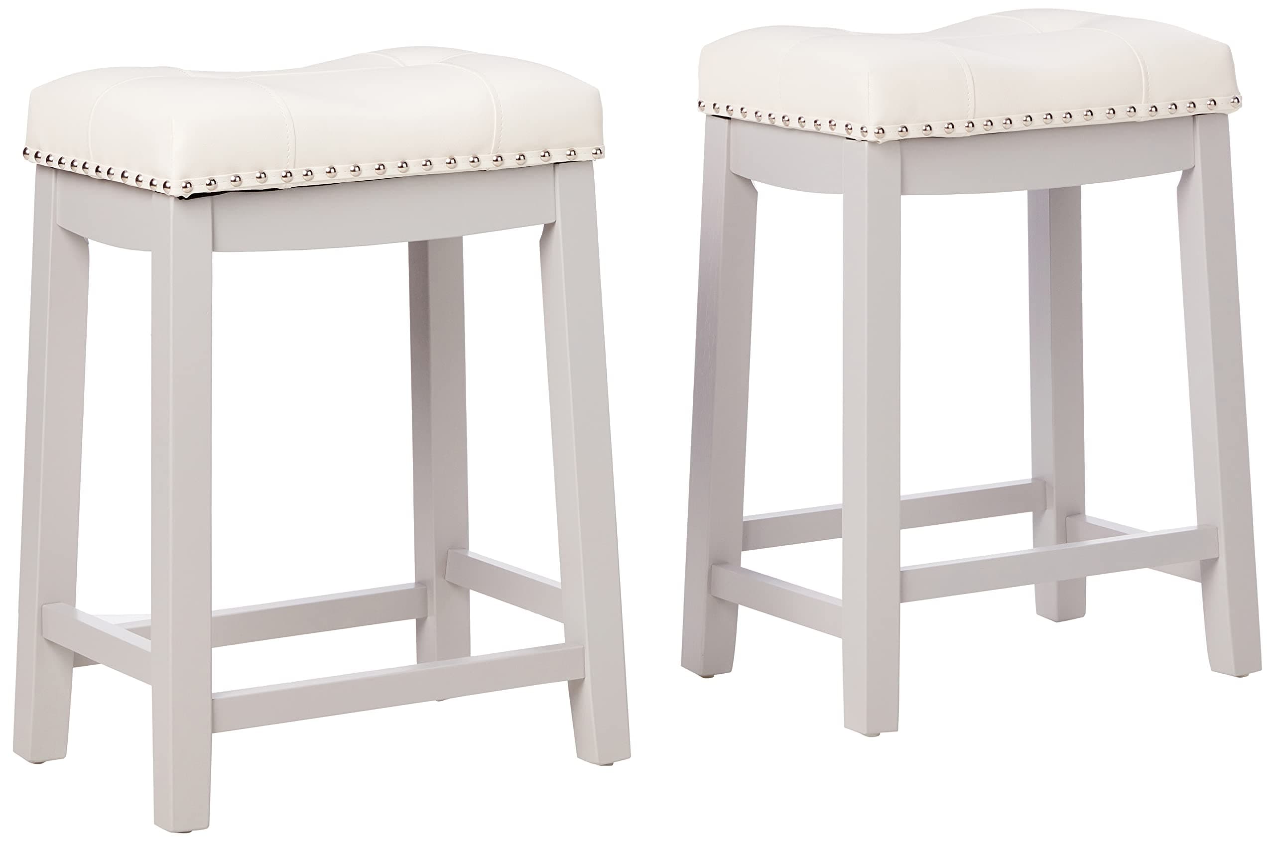 Cambridge Bar Stools 24" Set of 2 Gray with White Cushion