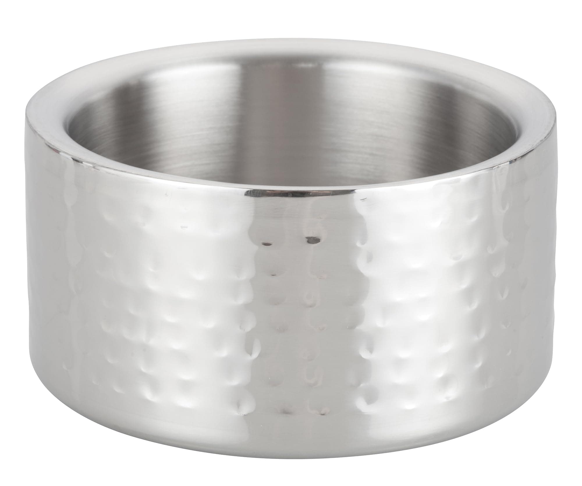 Double Wall Wine Coaster, Satin Finish, Hammered, 5" Diameter, Silver