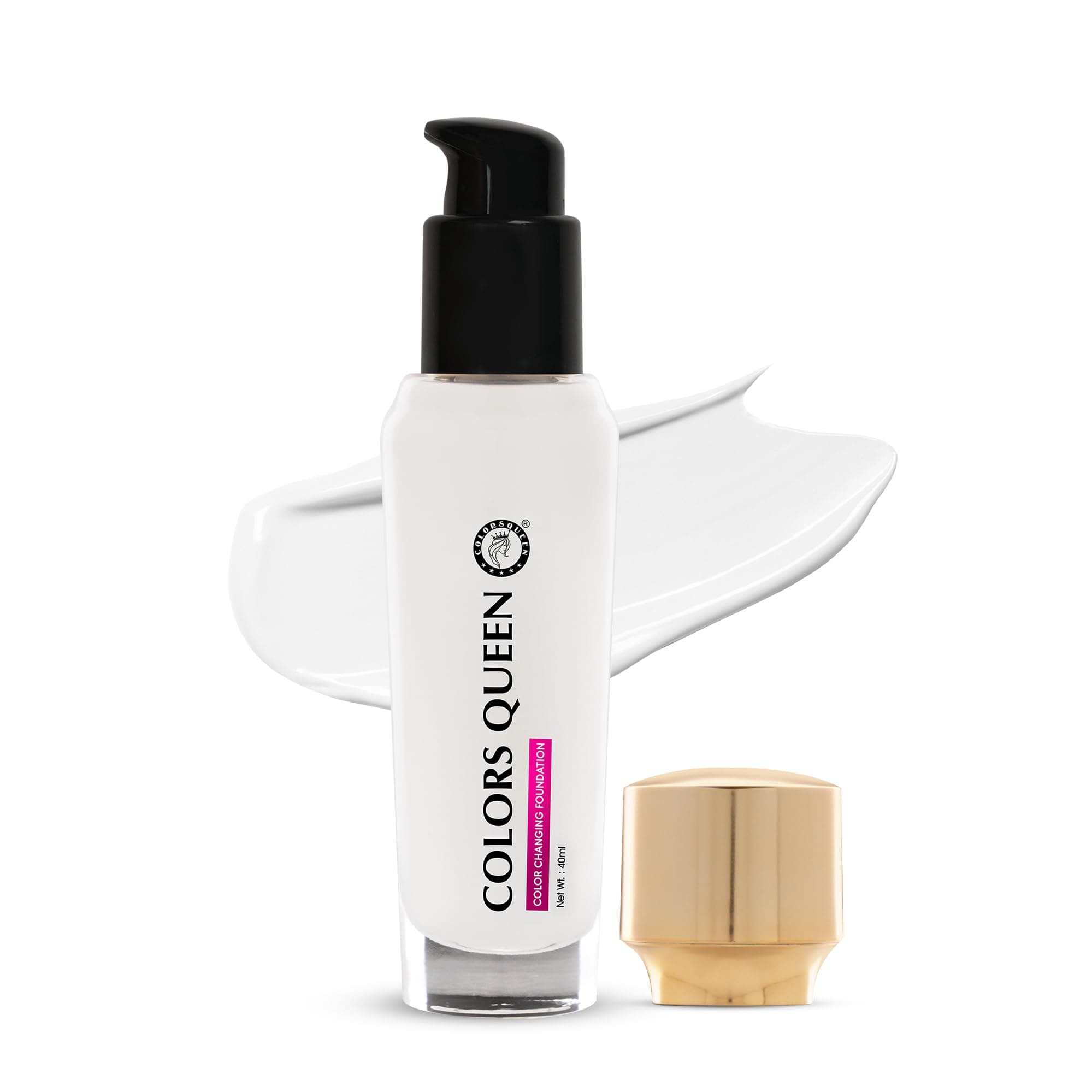 Colors Queen Color Changing Foundation - 40ml | Flawless Color Changing Foundation with Satin Finish, Makeup Base Moisturizing, Long Lasting Waterproof Liquid Foundation for Face Makeup