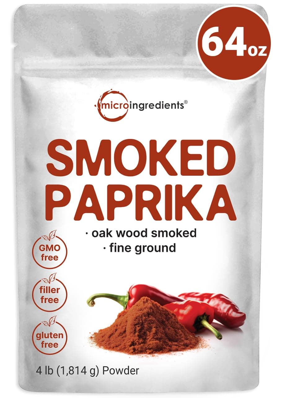Smoked Paprika Powder 4lbs(64 oz) | Premium Source for Spice & Seasoning | Great Spanish Source with Sweet & Spicy Flavor for Meats Marinades and Dressings | Additive Free, Non-GMO, Bulk Supply