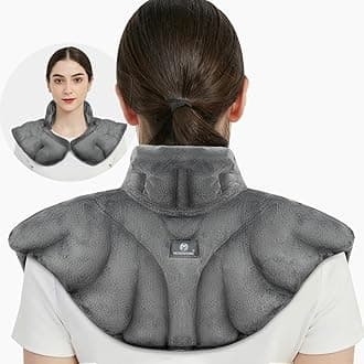- Microwavable Heat Pad for Neck and Shoulders, Weighted Microwave Moist Heating Wrap for Pain Relief Sore Muscle Stress Tension, Heated Wrap with Aromatherapy, Hot & Cold Compress, Grey