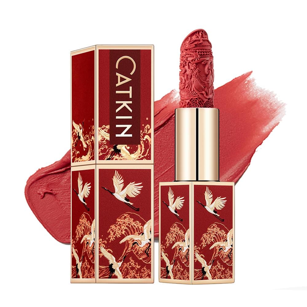 CATKIN Red Lipstick, Semi-Matte, Long Lasting, High Impact, Moisturizing Formula, enriched with Avocado Oil and Vitamin E, 3.2g