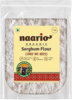 Naario Jowar Atta Flour Certified Organic Sorghum Atta Gluten Free, High in Fiber and Protein, No Preservatives, Ideal for Weight Loss and Healthy Diet - 1 kg