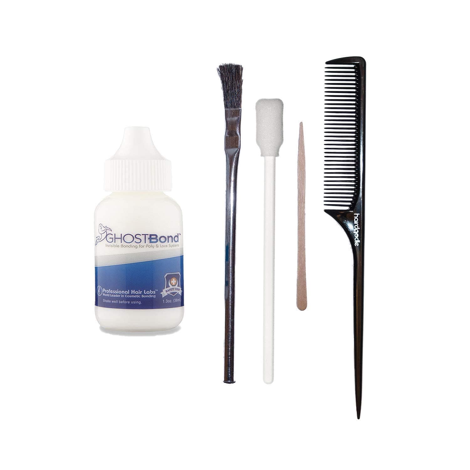 Ghost Bond Classic 1.3oz Adhesive Brush Rat Tail Comb and Contour Applicator Ultimate Bundle