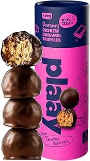 Plaay Cashew Caramel Chocolate Truffles – keto dark chocolate snack, vegan indulgence with craveable cashews, bold flavor, and clean ingredients – 60g