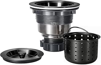 - Kitchen Sink Drain 3-1/2 Inch Black Sink Drain Assembly Kit, Removable Deep Sink Strainer Basket with Sink Stopper/Sealing Lid for Home, Kitchen, Stainless Steel