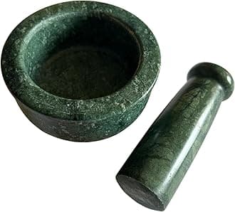 Terosa Oasis Green Kundi or Mortar Pestle Set or Ohkli Musal or Idi Kallu or Spice Grinder - Semi Polished - Small - 3.5in dia