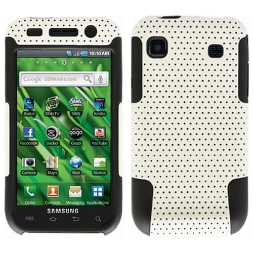 White Black 2 in 1 Hybrid Rubber Plastic Skin Case Cover for Samsung Galaxy S Vibrant T959/ Samsung Galaxy S 4g/ T-mobile