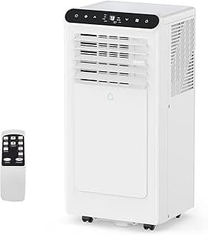 8000 BTU Portable Air Conditioner - 3 in-1 Cooling, Dehumidifier & Fan for Rooms Up to 350 Sq.Ft. | Ultra Quiet, Energy Efficient w/Remote, Timer, Auto Swing | White