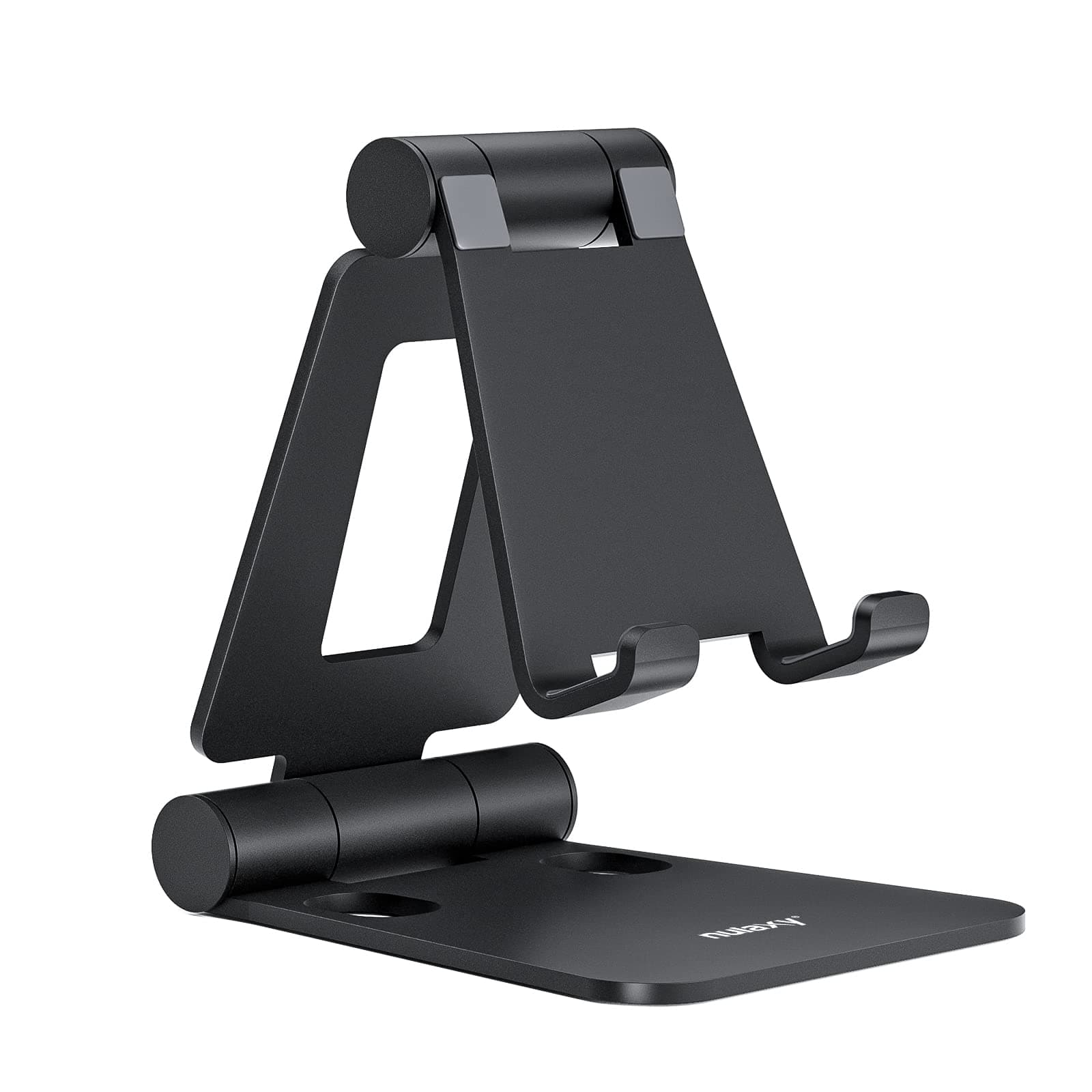 Dual Folding Cell Phone Stand, Fully Adjustable Foldable Desktop Phone Holder Cradle Dock Compatible with Phone 16 15 14 13 12 11 Pro Xs Xs Max Xr X 8, Nintendo Switch, All Phones