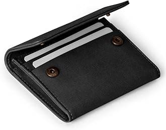 Flip Top Card Wallet for Women, Black Faux Leather, Solid