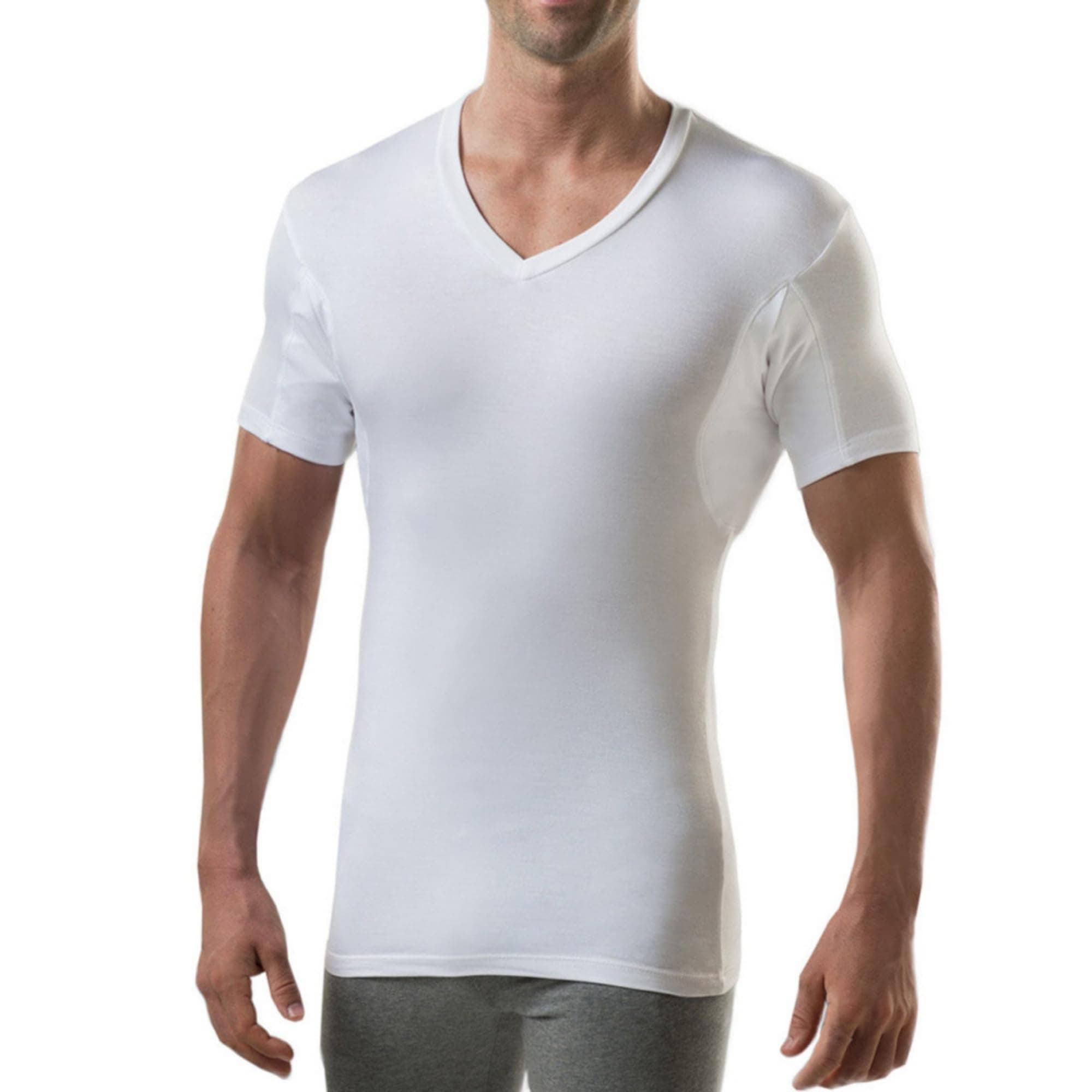 The Thompson Tee Men's Sweat Proof Undershirt with Underarm Sweat Pad (Slim Fit, V-Neck )