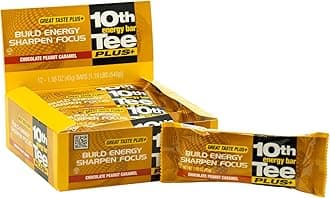 - 10th Tee Plus+ Chocolate Peanut Caramel Bar made with Natural Ingredients, 1.76-Ounce Bars (12 count) Golf Energy Bar Easily Digestible Chocolate Healthy office Snack best Bars