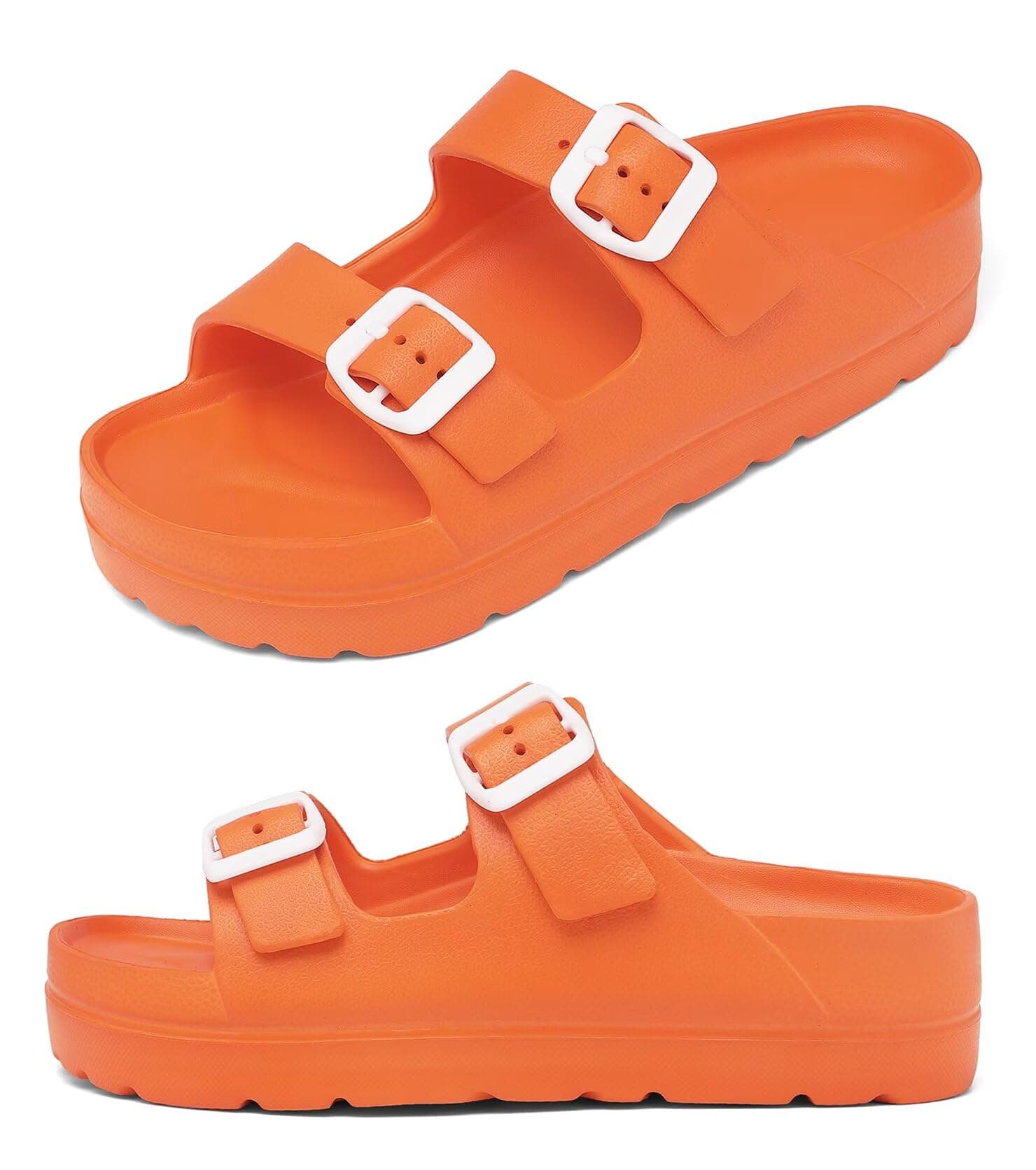 Haifago Women's Platform Sandals with Arch Support, Summer Beach Slides Adjustable Buckle Comfortable Lightweight EVA Slip on Slide