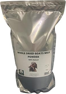 Whole Dried Goats' Milk Powder, Rich Creamy Flavour, Resealable Pouch for Freshness, Easy Mixing, Natural Vitamins Retained, Versatile Ingredient for Yogurts and Cheeses - 5kg