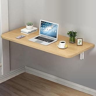 VITION Computer Wall Mount Stand Folding Wall-Mounted Drop-Leaf Table,Metal Folding Shelf Bench Table Bracket (Tan, 40 X 100 cm)