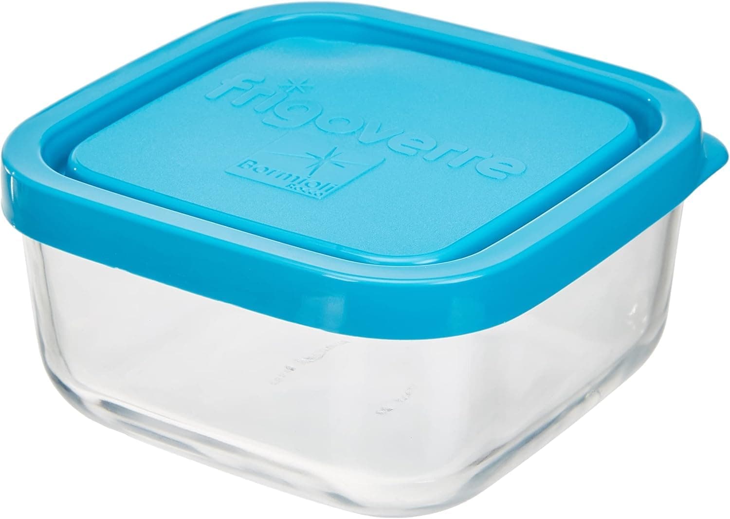 Frigoverre Basic 11.75 Oz. 4'' Inch, Glass, Food Container with Teal Lid, Made in Italy.