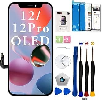EFAITHFIX for iPhone 12/12 PRO OLED Screen Replacement 6.1 Inch [NOT LCD] Screen with Clamp Suction Cup 3D Touch Display Digitizer Screen Assembly with Repair Tools Tempered Glass Waterproof Adhesive
