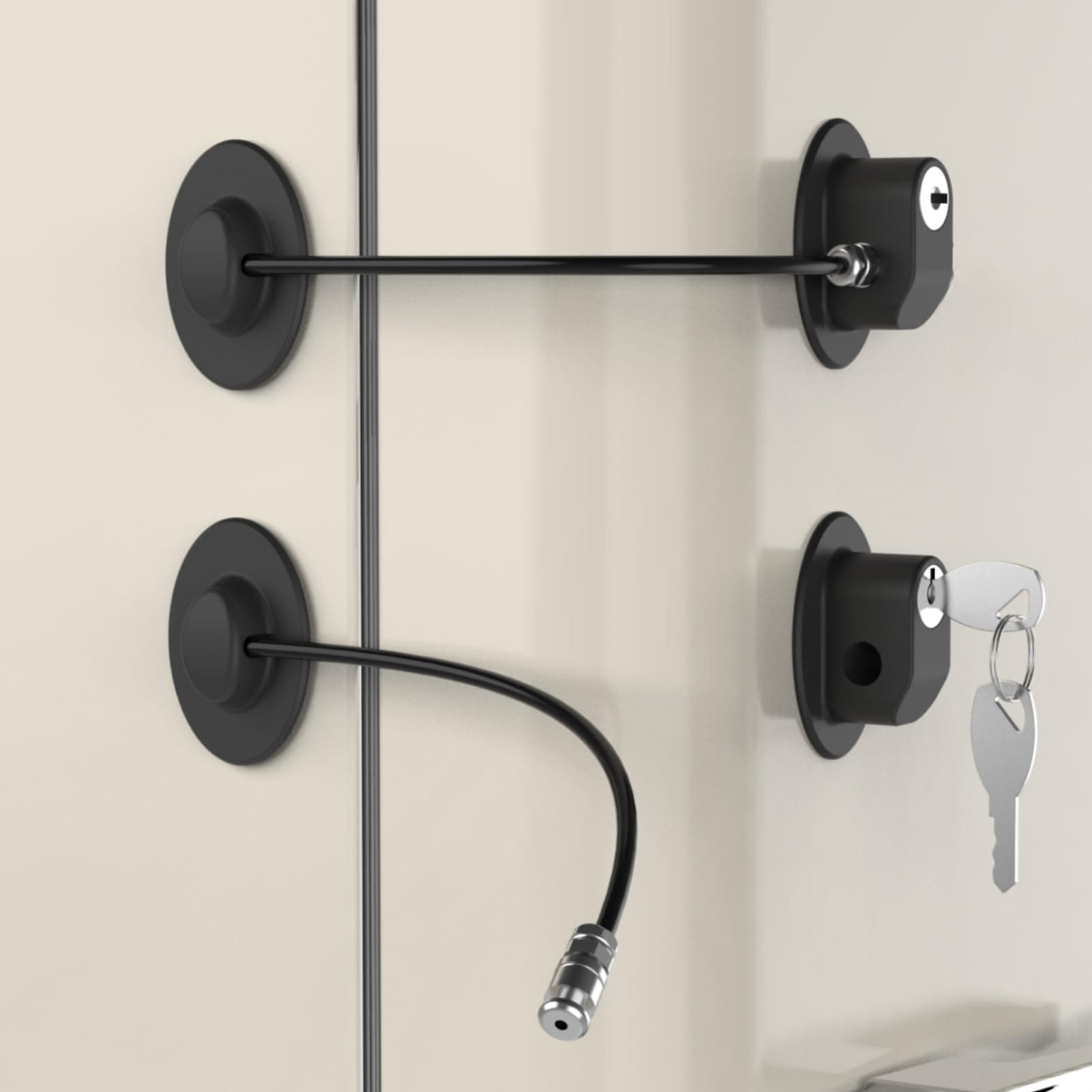 REZIPO 2 Pack Refrigerator Door Locks with 4 Keys, File Drawer Lock, Freezer Door Lock and Child Safety Cabinet Locks by Black