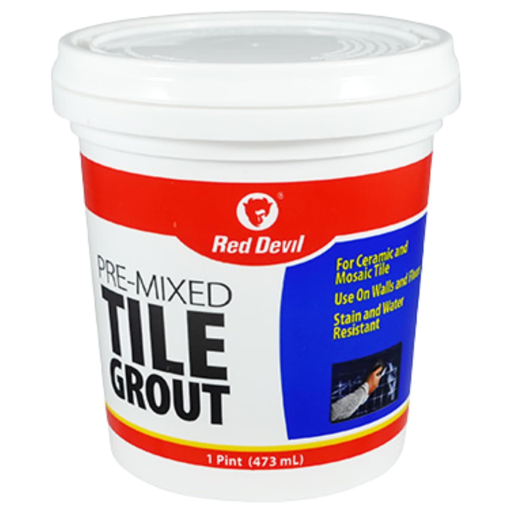 0428 Pre-Mixed Tile Grout - Professional Quality, Excellent Adhesion, Ideal for Wall & Floor Use - 1 Pint, White, Made in USA