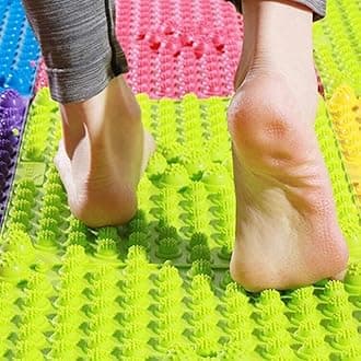Foot Massage Acupressure Mat - Reflexology Walking Toe Plate Pad for Bathroom, Yoga, Outdoor Games - Anti-Slip - 2 PCS (Green)