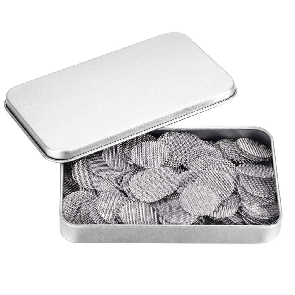 200 PCS 5/8 Pipe Screens, 100% Stainless Steel Pipe Screen, 0.625 inch Metal Screens with Flat Storage Box