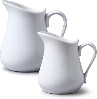 WM Bartleet & Sons 1750Porcelain Set of 2 Traditional Jugs (450 ml, 3/4 pint) - (300 ml, ½ pint) - White