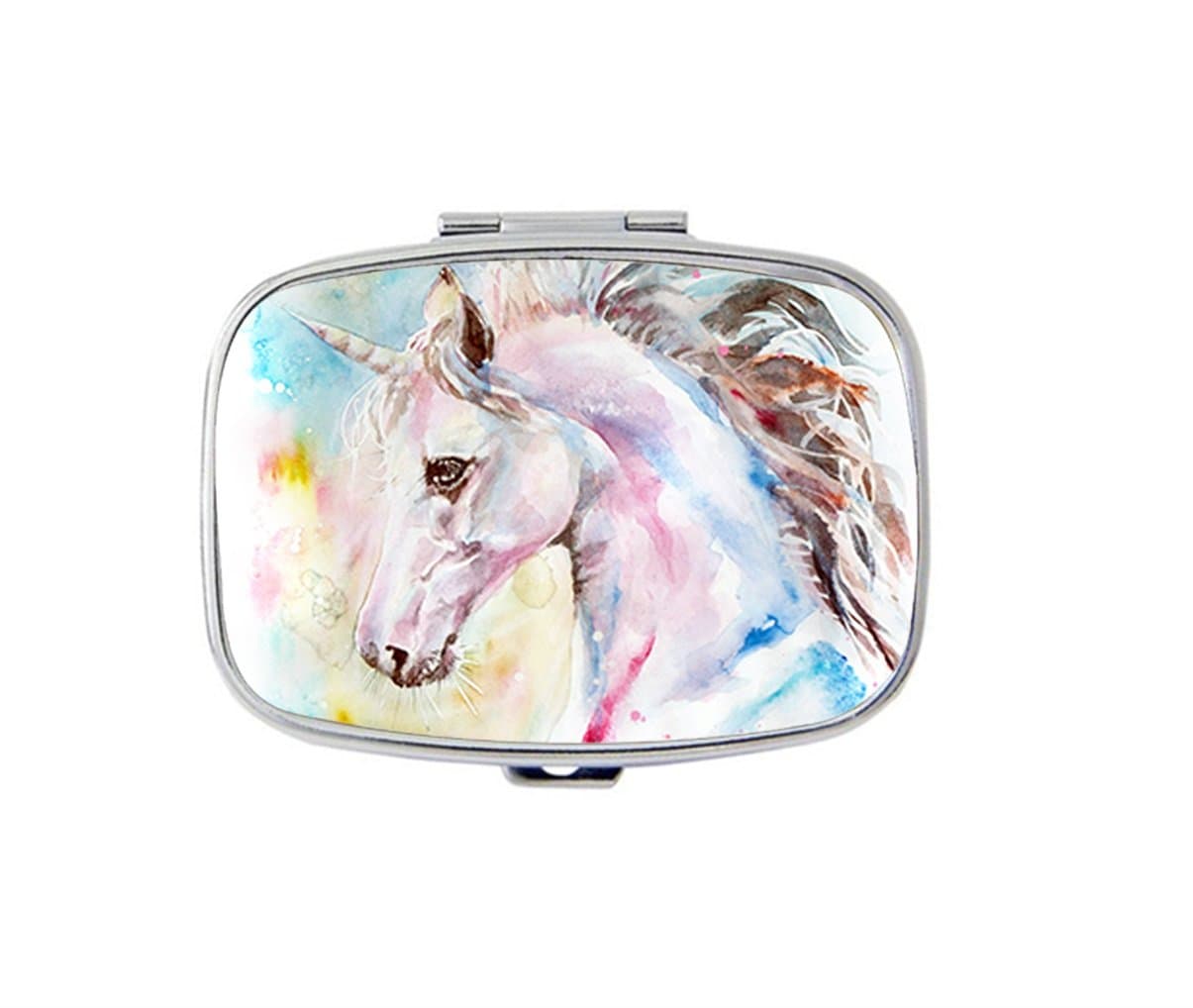 RUNDO Pink and blue unicorn Custom Personalized Square Pill box Wallet Travel Kit Vitamin Decorative Box Protection Box