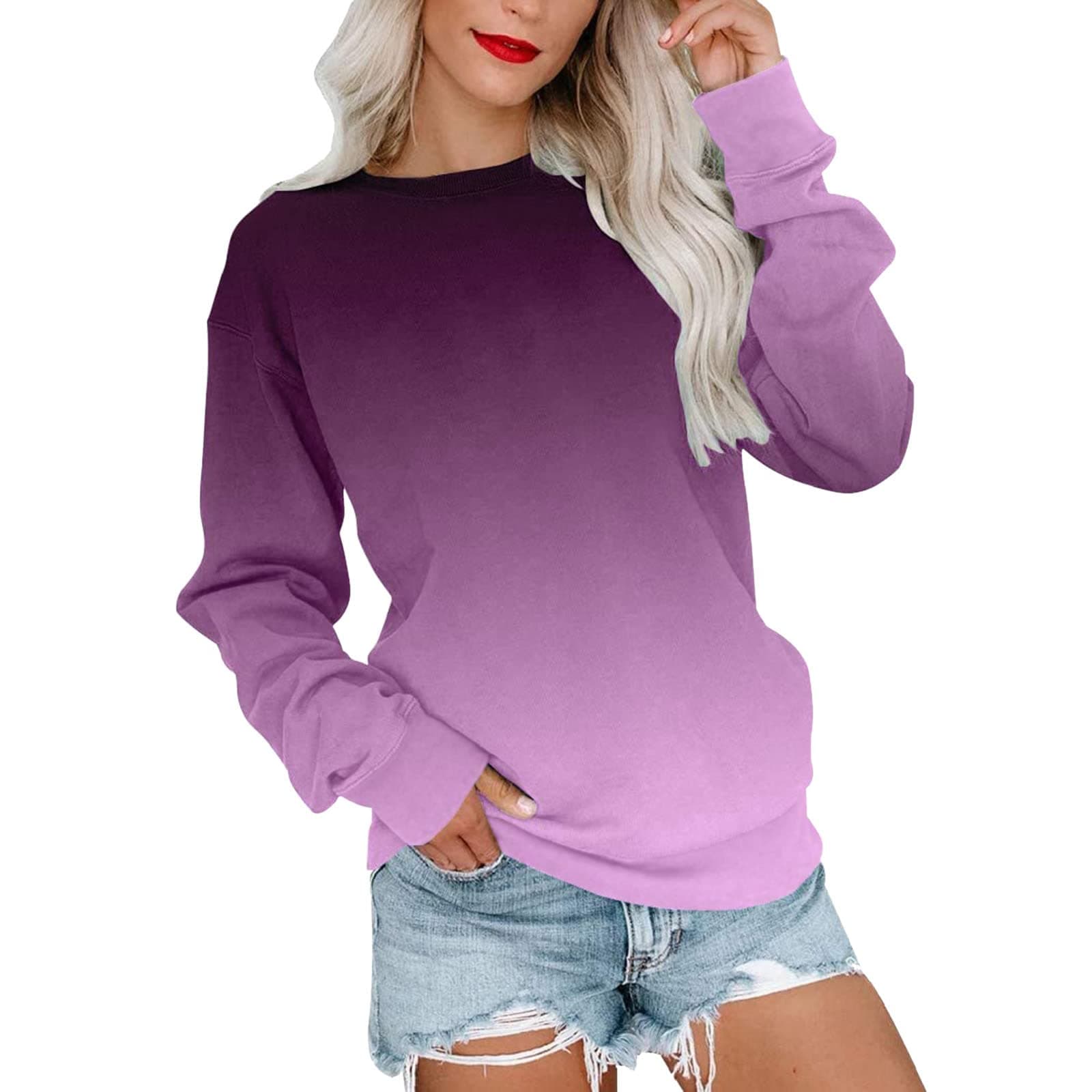 sdhienbb Womens Oversized Sweatshirt Fall Winter Crew Neck Long Sleeve Multi Color Cute Casual Pullover Hoodie