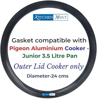 Kitchen Mart Nitrile Rubber Gasket Compatible with Pigeon Aluminium Pressure cooker (Outer Lid) 3.5 litres, Black