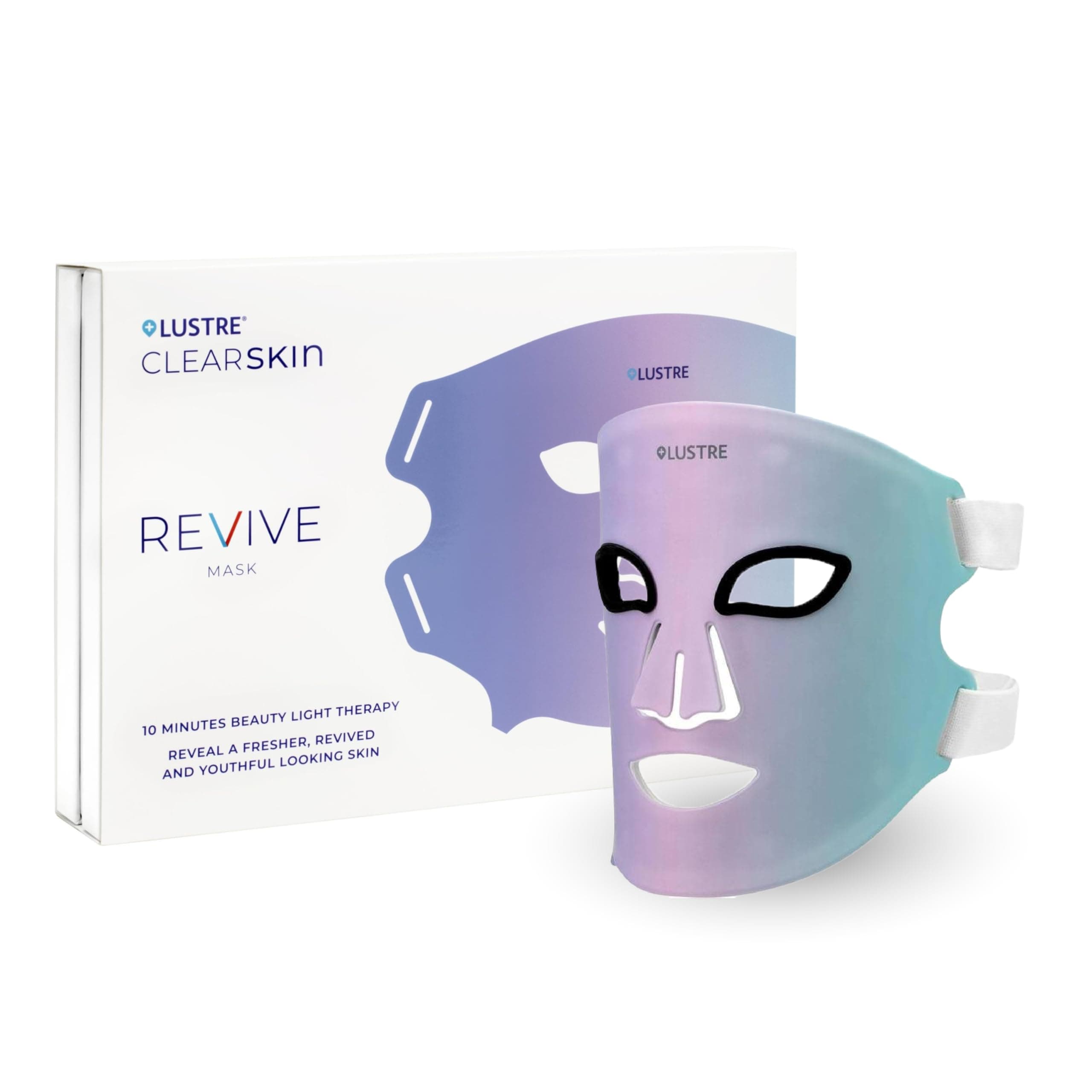 ClearSkin Revive LED Mask for Face - Red & Blue Light Therapy Skincare Device | Home LED Face Mask for Blemish‑Prone, Uneven Or Dull Skin | Salon‑Style Treatment, Lightweight & Easy to Use