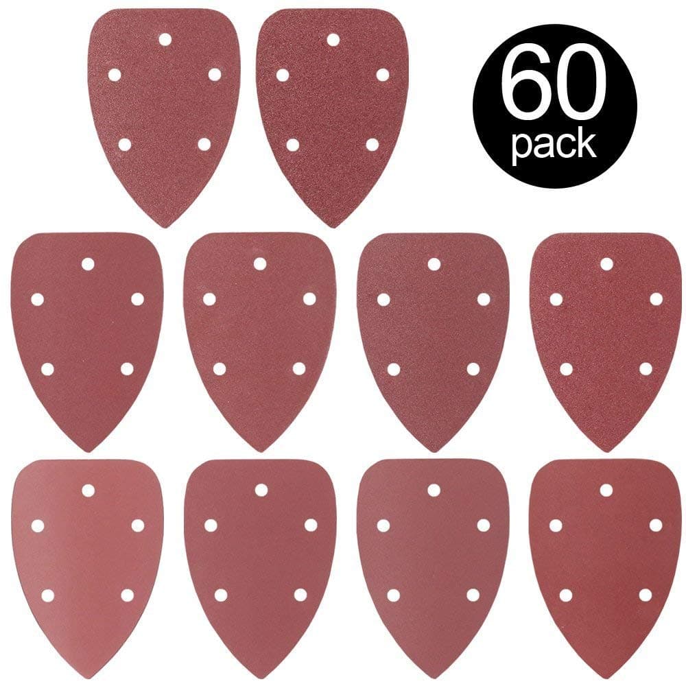 60Pcs Mouse Detail Sander Sandpaper Sanding Paper Assorted 40/60/ 80/100/ 120/180/ 240/320/ 400/800 Grits Mouse Sanding Pads Hook and Loop