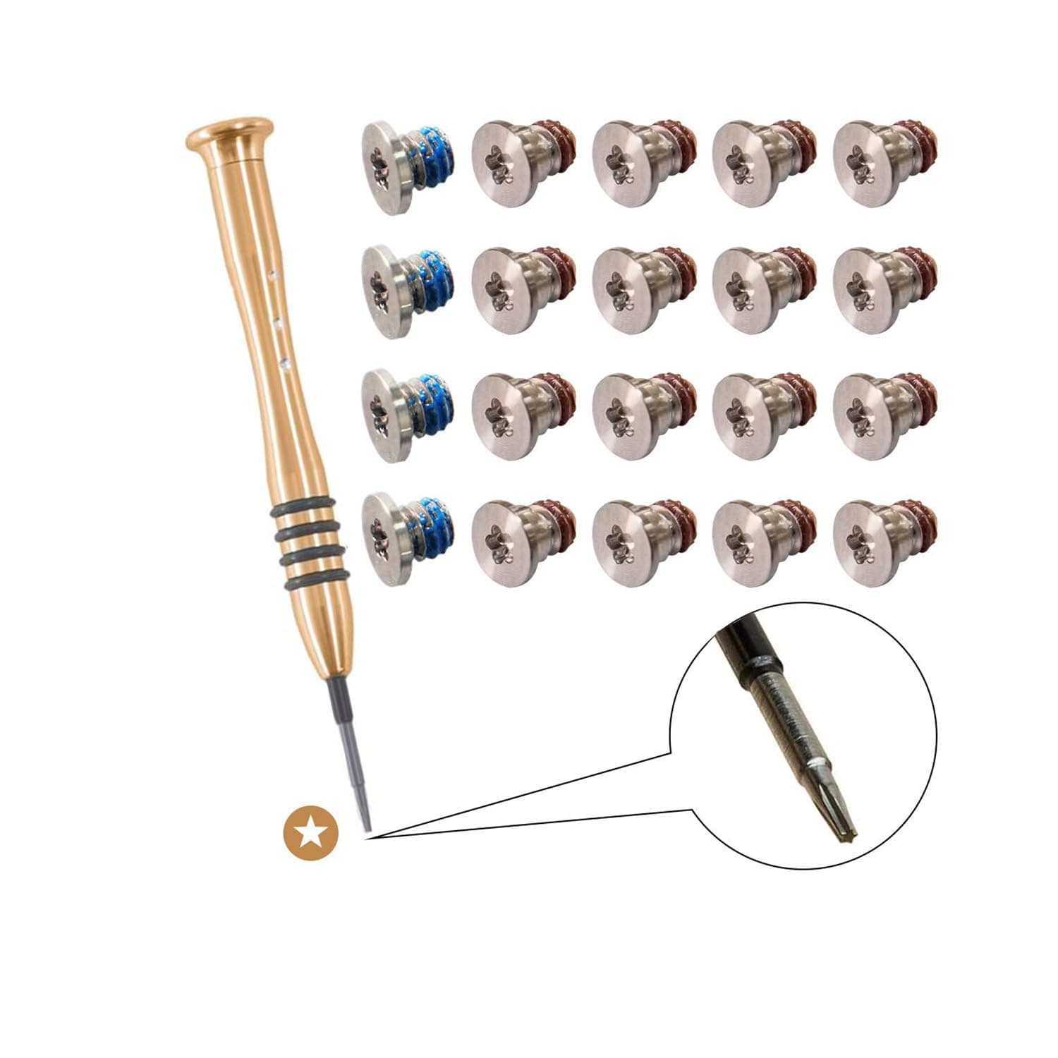 20 Pcs Replacement Screws with Screwdriver for MacBook Pro 13 or 15 inch Retina Display A1398 A1425 A1502 2012-2015 Bottom Case Cover P5 Pentalobe Repair Tool Kit Laptop PC Computer