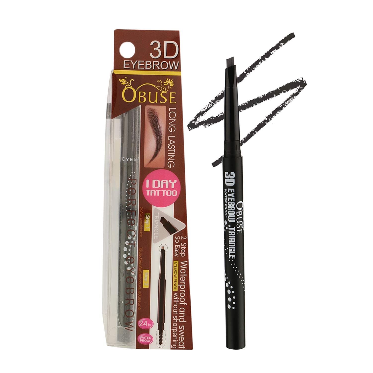 Obuse Long Lasting Waterproof Eyebrow Pencil (01-Soft Black)
