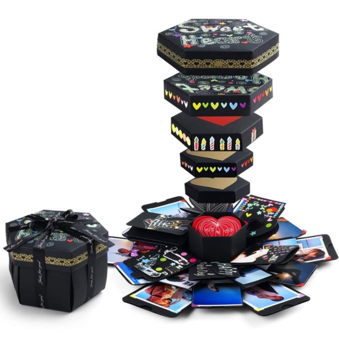 CreatiF Explosion Gift Box | Love Memory DIY Photo Album | Easy Assembly | Surprise Box | Creative Scrapbook Album | Valentines-Anniversary-Birthday-Wedding-Engagement |