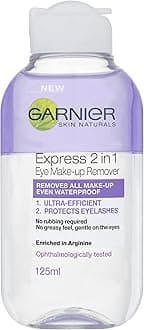 Garnier Skin Active 2 in1 Eye Make Up Remover, Suitable For Waterproof Makeup, Gentle On Eyes and Eyelashes, Use With Reusable Micellar Eco Pads, 125 ml