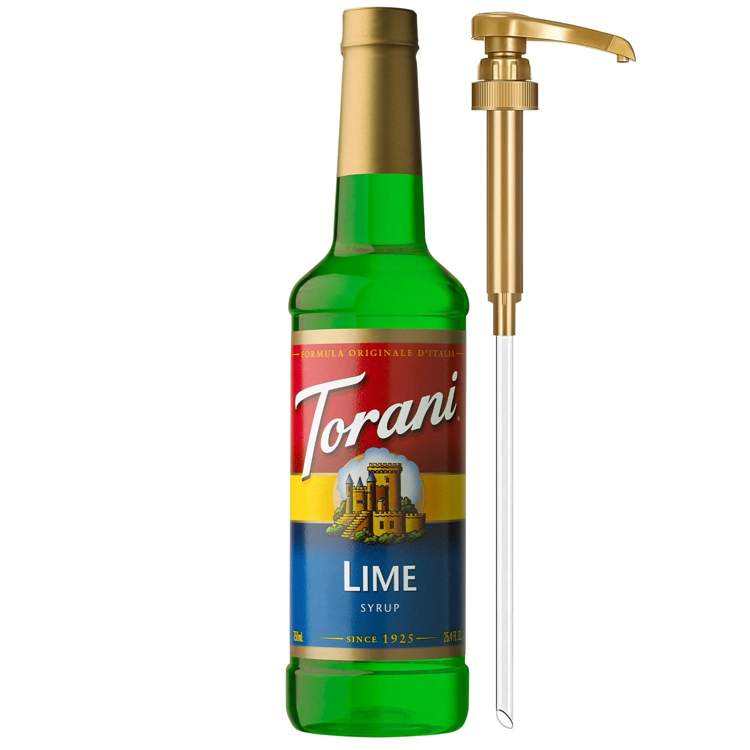 Lime Syrup for Drinks, Flavoring for Iced Tea, Limeade, and Sodas, Pump Included, 25.4 Oz