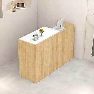 Reception Desk with Counter, L 35.4-74.8'' , Modern Front Desk Reception Counter, Solid wood ecological board, large storage space,with Storage Drawers, front office desk for Salon, Office, Lobby