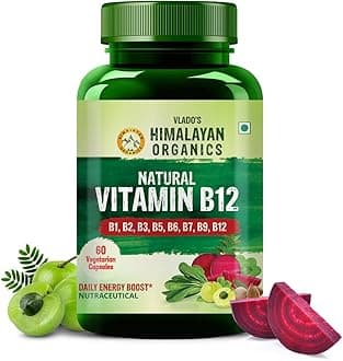 HIMALAYAN ORGANICS Plant Based Vitamin B12 Supplement | B1,B2,B3,B5,B6,B7,B9,Moringa| Boost Energy Level | Good For Digestion And Nerve Health | Glowing Skin For Men & Women - 60 Vegetarian Capsules