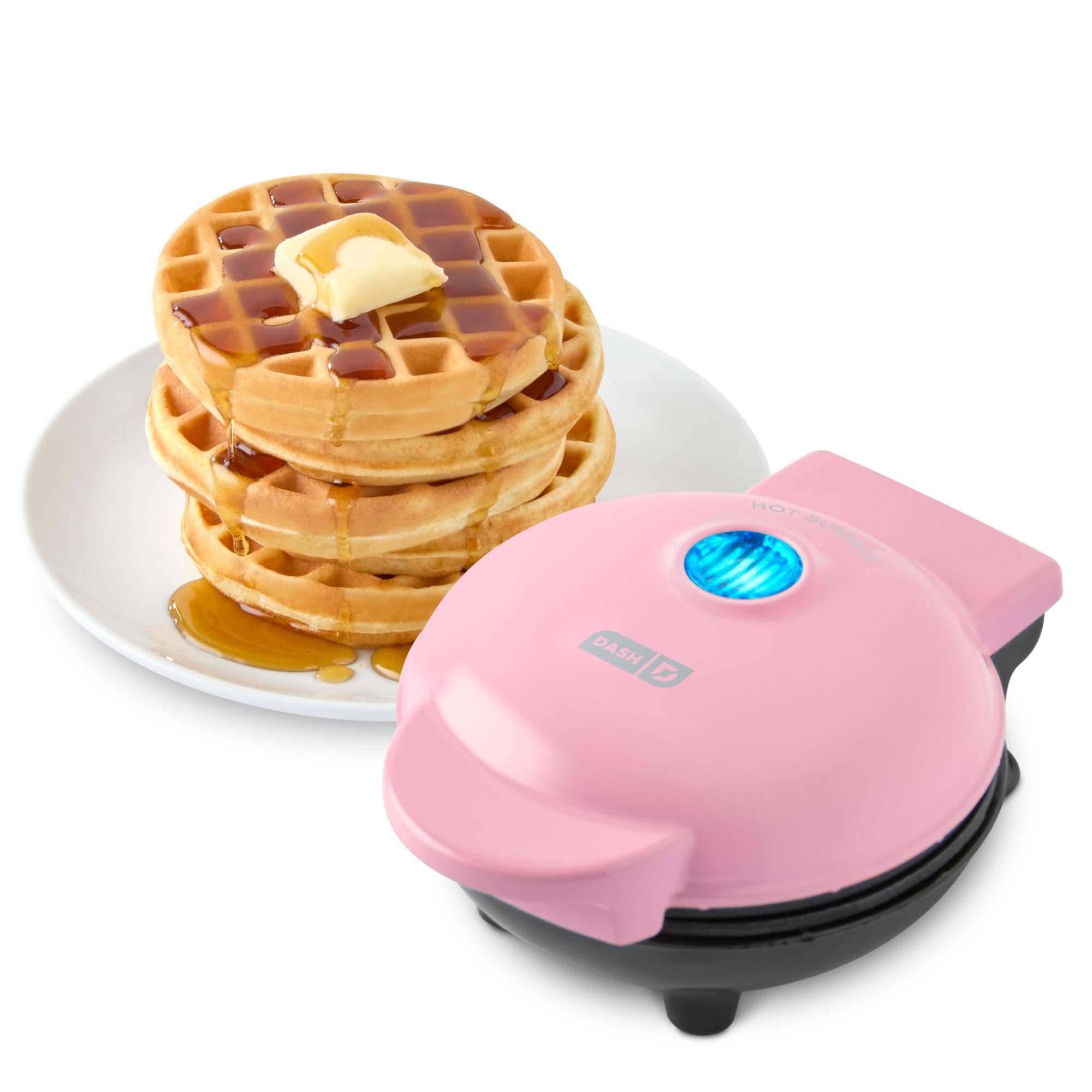 Mini Waffle Maker- Compact Electric Iron for Creative Homemade Treats - PTFE nonstick surface - Easy-to-Clean - Perfect for Kids & Families - Pink