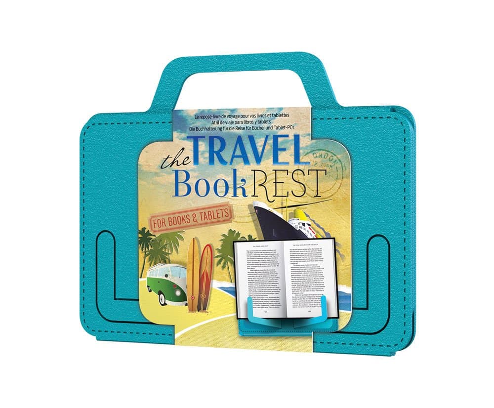 IF The Travel Book Rest (Blue) - Hands Free Reading Tablet & Book Holder – Portable Tablet Stand - Perfect Recipe Book Holder Stand for Kitchen – Use as a Cookery Book Stand & More