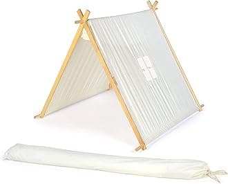 Trademark Innovations 3.3' Canvas A-Frame Teepee With Carry Case - Customizable Canvas Fabric - (White)