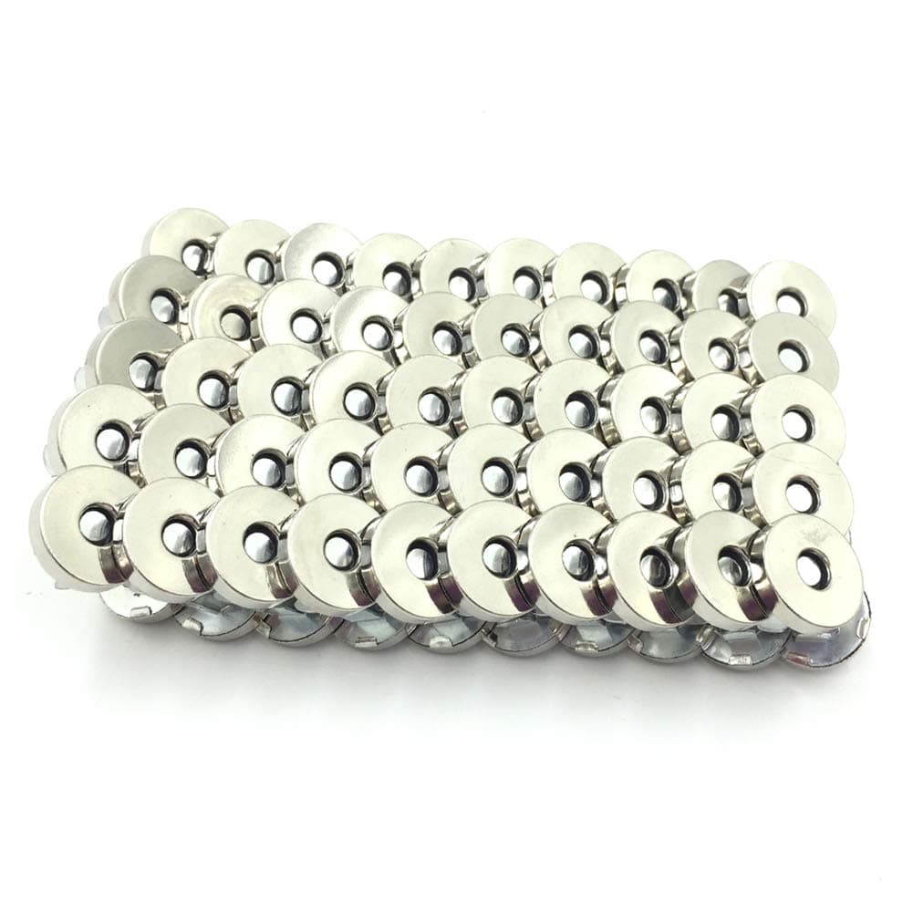 Aligle 100 Sets Silver Tone Magnetic Purse Snap Clasps Button/Great for Closure Purse Handbag Clothes Sewing Craft No Tools Required 14mm (14mm)