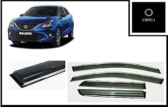 Empica Plastic Window Door Visor Rain Guard Side Wind Deflector Chrome Lining Shield Compatible with Maruti Suzuki Baleno (Set of 4)