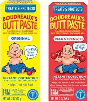 Diaper Rash Ointment (Original (2oz) & Maximum Strength (2oz)) (1 of each) Variety Pack