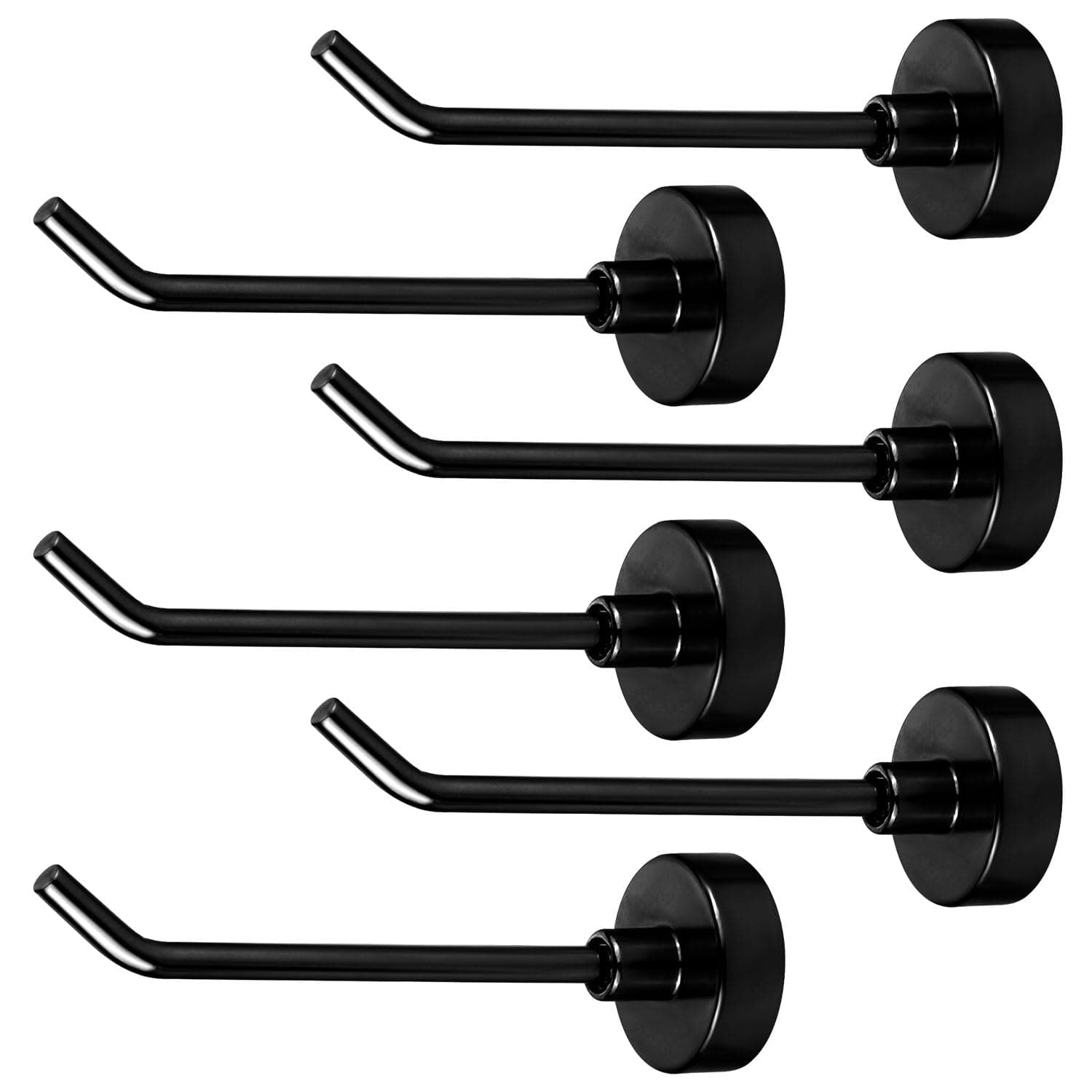 XIHIRCD 6pcs Magnetic Hanging Hooks, 1.7lb 3 Inch Large Long Heavy Duty Hook, Strong Magnet Cabin Fridge Wall Mount Peg, Magnetic Hanger for Cruise Ship Travel Garage Kitchen Refrigerator (Black)