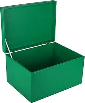 Large Green Wooden Box Storage with Hinged Lid | 15.8 x 11.8 x 9.44 inches (+-0.5) | Gift Box for Tool Dog Toy Shoes Clothes Kitchen Storage Document | Wood Keepsake Chest